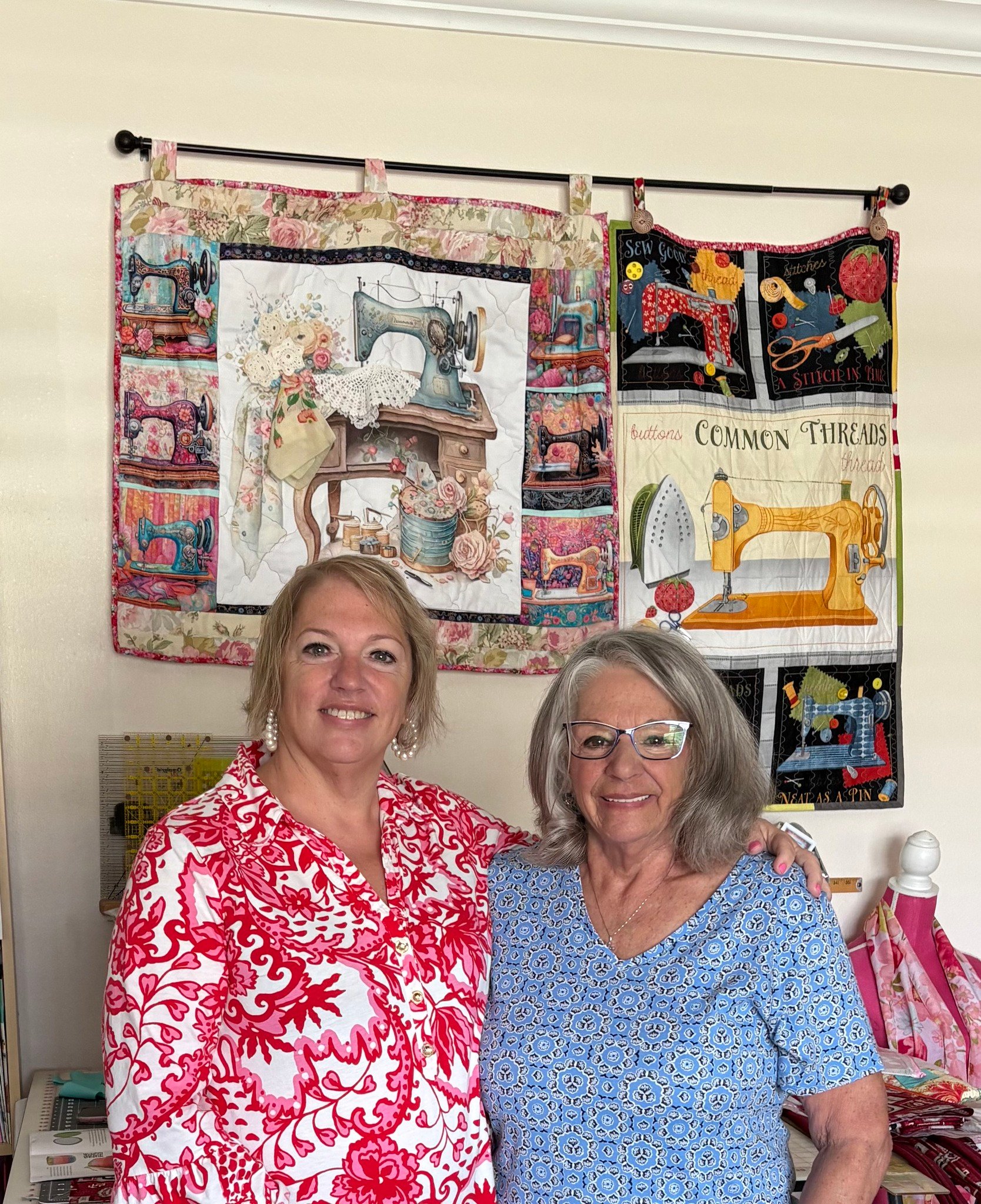 Two women sharing a warm moment together, the bond of family and craft
